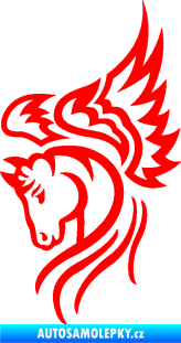 Samolepka Pegas 003 levá okřídlený kůň hlava Fluorescentní červená