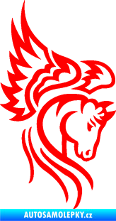 Samolepka Pegas 003 pravá okřídlený kůň hlava Fluorescentní červená