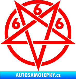 Samolepka Pentagram 666 Fluorescentní červená