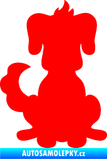 Samolepka Pes 113 levá kreslená silueta Fluorescentní červená