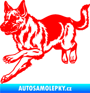 Samolepka Pes 124 levá  německý ovčák  Fluorescentní červená
