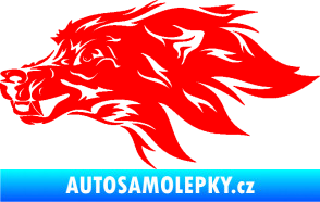 Samolepka Pes 127 levá hlava Fluorescentní červená