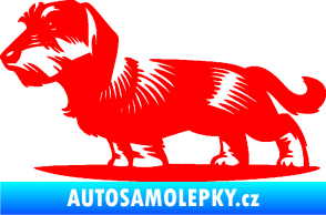 Samolepka Pes 133 levá drsnosrstý jezevčík Fluorescentní červená