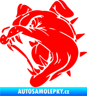 Samolepka Pes 136 levá rozzuřený buldok Fluorescentní červená