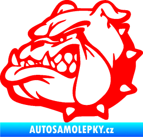Samolepka Pes 174 levá rozzuřený buldok Fluorescentní červená