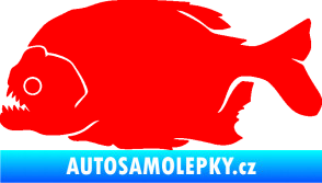 Samolepka Piraňa 001 levá dravá ryba Fluorescentní červená
