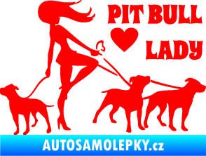 Samolepka Pit Bull lady pravá Fluorescentní červená