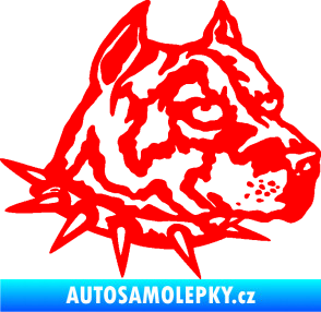 Samolepka Pitbull hlava 006 pravá Fluorescentní červená