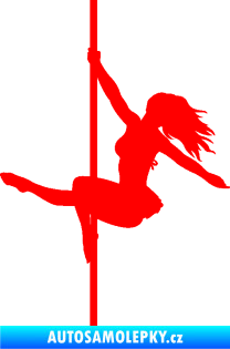 Samolepka Pole dance 001 levá tanec na tyči Fluorescentní červená