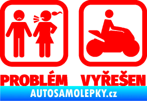 Samolepka Problém? Vyřešen 005 motorkář Fluorescentní červená