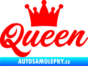 Samolepka Queen nápis s korunou Fluorescentní červená