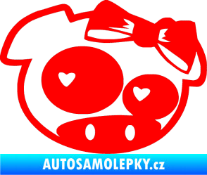 Samolepka Rally pig girl pravá Fluorescentní červená
