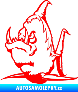 Samolepka Ryba zubatá levá piraňa Fluorescentní červená