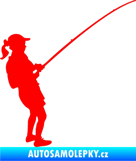 Samolepka Rybář 005 pravá Fluorescentní červená