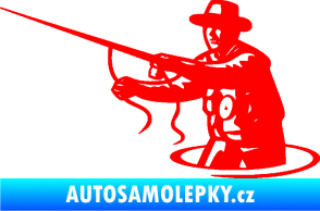 Samolepka Rybář 015 levá s udicí Fluorescentní červená