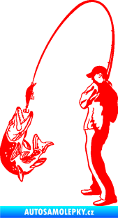 Samolepka Rybář 016 levá Fluorescentní červená