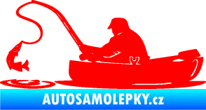 Samolepka Rybář 017 levá rybolov v lodičce Fluorescentní červená