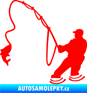 Samolepka Rybář 018 levá Fluorescentní červená
