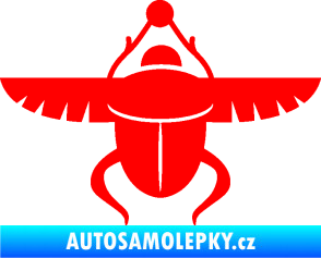 Samolepka Skarab - brouk vruboun 001 egyptský symbol Fluorescentní červená