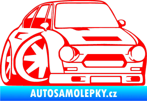 Samolepka Škoda 110r karikatura pravá Fluorescentní červená