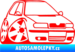 Samolepka Škoda Felicia karikatura pravá Fluorescentní červená
