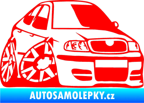 Samolepka Škoda Octavia karikatura pravá Fluorescentní červená