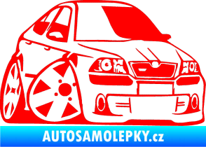 Samolepka Škoda Octavia RS karikatura pravá Fluorescentní červená