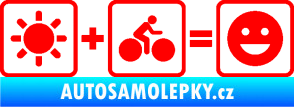 Samolepka Slunce + kolo = veselý smajlík vyjížďka na kole Fluorescentní červená