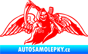 Samolepka Smrtka 016 pravá s křídly a kosou Fluorescentní červená