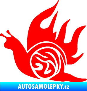 Samolepka Šnek s plameny levá Fluorescentní červená