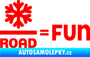 Samolepka Snow road fun nápis s vločkou Fluorescentní červená