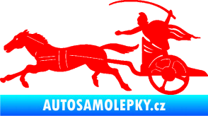 Samolepka Sparťanský bojovník 001 levá bojový vůz s koněm Fluorescentní červená