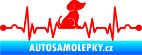 Samolepka Srdeční tep 002 pravá pejsek Fluorescentní červená