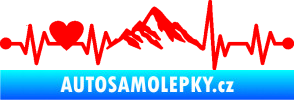 Samolepka Srdeční tep 011 hory se srdcem levá Fluorescentní červená