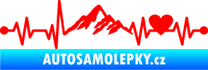Samolepka Srdeční tep 011 hory se srdcem pravá Fluorescentní červená