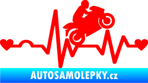 Samolepka Srdeční tep 013 pravá motorkář Fluorescentní červená