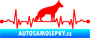 Samolepka Srdeční tep 014 pravá německý ovčák Fluorescentní červená