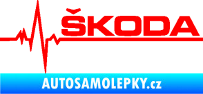 Samolepka Srdeční tep 034 pravá Škoda Fluorescentní červená
