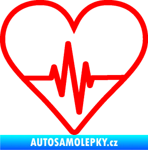 Samolepka Srdíčko 017 ekg křivka Fluorescentní červená