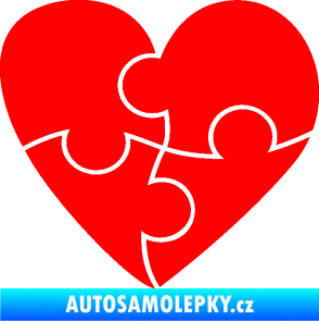 Samolepka Srdíčko 018 pravá puzzle Fluorescentní červená