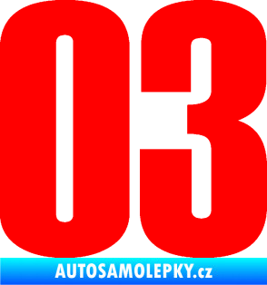Samolepka Startovní číslo 03 typ 2   Fluorescentní červená