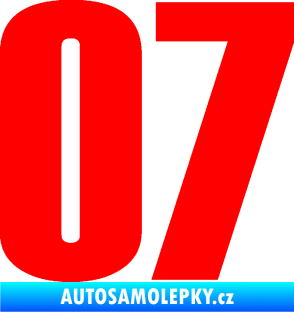 Samolepka Startovní číslo 07 typ 2   Fluorescentní červená
