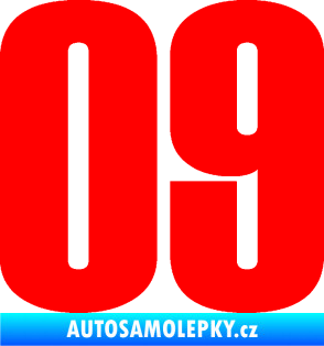 Samolepka Startovní číslo 09 typ 2    Fluorescentní červená
