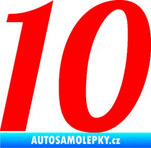 Samolepka Startovní číslo 10 typ 3 Fluorescentní červená