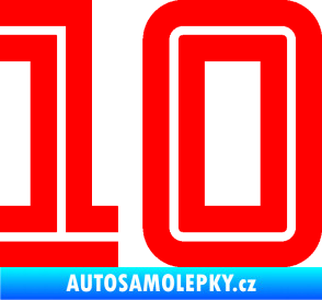 Samolepka Startovní číslo 10 typ 7 Fluorescentní červená