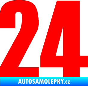 Samolepka Startovní číslo 24 typ 2      Fluorescentní červená