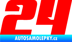 Samolepka Startovní číslo 24 typ 6 Fluorescentní červená
