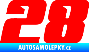 Samolepka Startovní číslo 28 typ 6 Fluorescentní červená