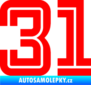 Samolepka Startovní číslo 31 typ 7 Fluorescentní červená