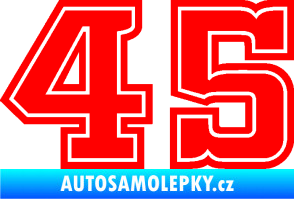 Samolepka Startovní číslo 45 typ 5 Fluorescentní červená
